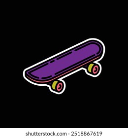 Original vector illustration. A contour icon. Vintage skateboard. Hand drawn, not by AI!