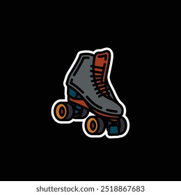 Original vector illustration. A contour icon. Vintage roller skates. Hand drawn, not by AI!