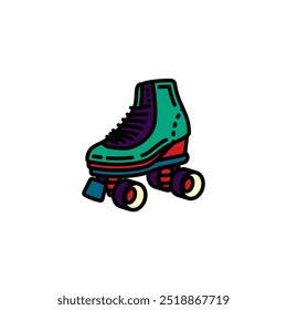 Original vector illustration. A contour icon. Vintage roller skates. Hand drawn, not by AI!