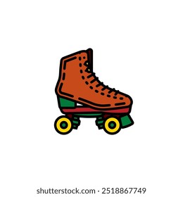 Original vector illustration. A contour icon. Vintage roller skates. Hand drawn, not by AI!