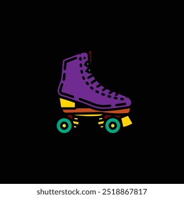 Original vector illustration. A contour icon. Vintage roller skates. Hand drawn, not by AI!