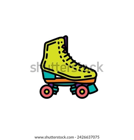 Original vector illustration. A contour icon. Vintage roller skates. Hand drawn, not AI