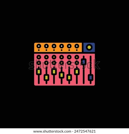 Original vector illustration. The contour icon of the music mixing console. Hand drawn, not AI