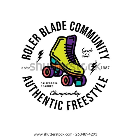 Original vector illustration. A contour icon. Vintage roller skates. Hand drawn, not AI