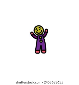 Original vector illustration. A cookie icon in the form of a man. Hand drawn, not AI