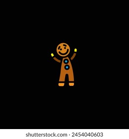 Original vector illustration. A cookie icon in the form of a man. Hand drawn, not AI