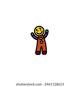 Original vector illustration. A cookie icon in the form of a man. Hand drawn, not AI