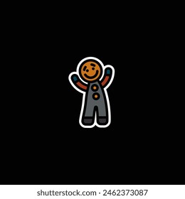 Original vector illustration. A cookie icon in the form of a man. Hand drawn, not AI