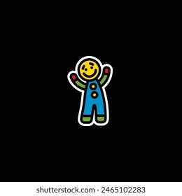 Original vector illustration. A cookie icon in the form of a man. Hand drawn, not AI