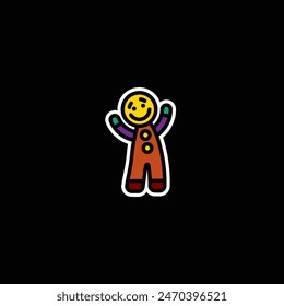Original vector illustration. A cookie icon in the form of a man. Hand drawn, not AI