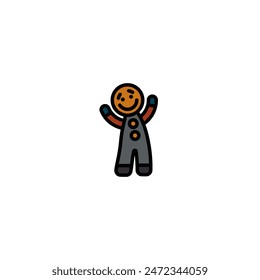 Original vector illustration. A cookie icon in the form of a man. Hand drawn, not AI