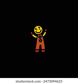 Original vector illustration. A cookie icon in the form of a man. Hand drawn, not AI