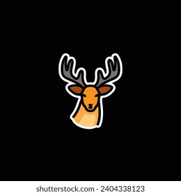 Original vector illustration. A deer icon with big horns. Hand drawn, not AI