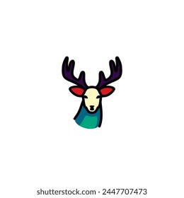 Original vector illustration. A deer icon with big horns. Hand drawn, not AI