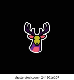 Original vector illustration. A deer icon with big horns. Hand drawn, not AI