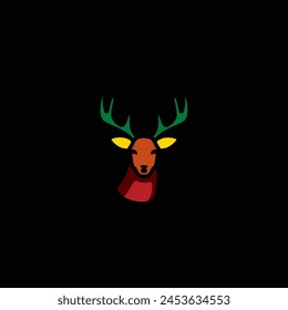 Original vector illustration. A deer icon with big horns. Hand drawn, not AI