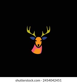 Original vector illustration. A deer icon with big horns. Hand drawn, not AI