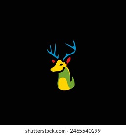 Original vector illustration. A deer icon with big horns. Hand drawn, not AI