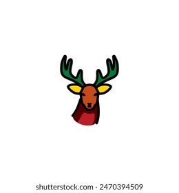 Original vector illustration. A deer icon with big horns. Hand drawn, not AI