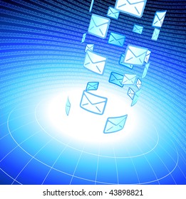 Original Vector Illustration: Email messages into wire frame globe background with binary code AI8 compatible