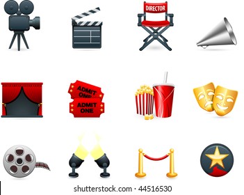 Original vector illustration: Film and movies industry icon collection