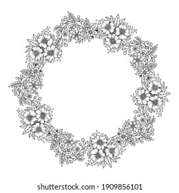 Original vector illustration. Floral wreath in vintage style.