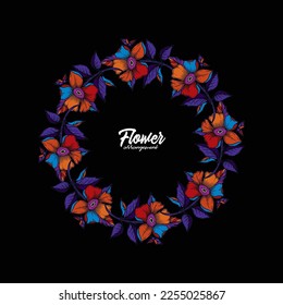 Original vector illustration. Floral wreath in vintage style.