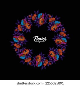 Original vector illustration. Floral wreath in vintage style.