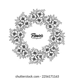 Original vector illustration. Floral wreath in vintage style.