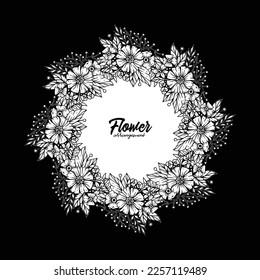 Original vector illustration. Floral wreath in vintage style.