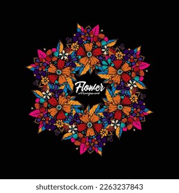 Original vector illustration. Floral wreath in vintage style.
