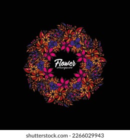 Original vector illustration. Floral wreath in vintage style.