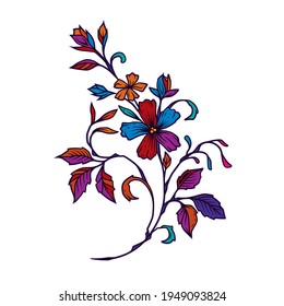 Original vector illustration of a flower in neon style.