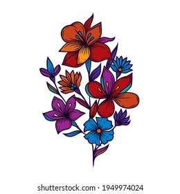 Original vector illustration of a flower in neon style.