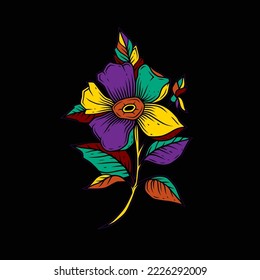 Original vector illustration of a flower in vintage style. A design element.