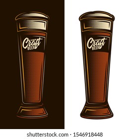 Original vector illustration of a glass of beer in retro style.