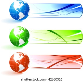 Original Vector Illustration: Globe banners AI8 compatible