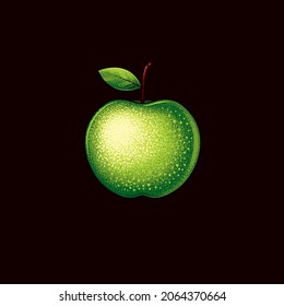 Ilustración vectorial original de una manzana verde en estilo vintage. Un elemento de diseño.