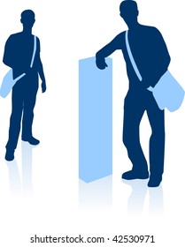 Ilustración vectorial original: Joven guapo con bolsa de espuma compatible con silhouette AI8