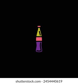 Ilustración vectorial original. El icono del agua carbonatada en una botella de vidrio. Dibujado a mano, no AI