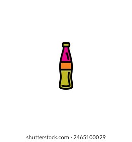 Original vector illustration. The icon of carbonated water in a glass bottle. Hand drawn, not AI