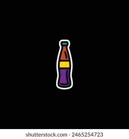 Original vector illustration. The icon of carbonated water in a glass bottle. Hand drawn, not AI