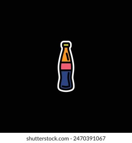 Original vector illustration. The icon of carbonated water in a glass bottle. Hand drawn, not AI