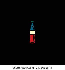 Ursprüngliche Vektorillustration. Das Symbol für kohlensäurehaltiges Wasser in einer Glasflasche. Handgezeichnet, keine KI