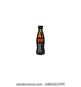 Ilustración vectorial original. El icono del agua carbonatada en una botella de vidrio. Dibujado a mano, no AI