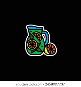 Original vector illustration. The icon of a cooling mojito in a jar. Hand drawn, not AI