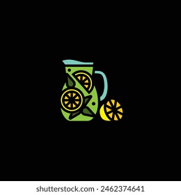 Original vector illustration. The icon of a cooling mojito in a jar. Hand drawn, not AI
