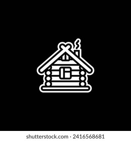 Original vector illustration. The icon of a cozy wooden house made of timber. Hand drawn, not AI