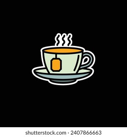 Ilustración vectorial original. El icono de una taza de té caliente. Dibujado a mano, no IA