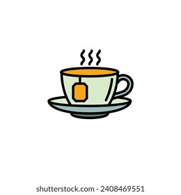 Original vector illustration. The icon of a cup of hot tea. Hand drawn, not AI